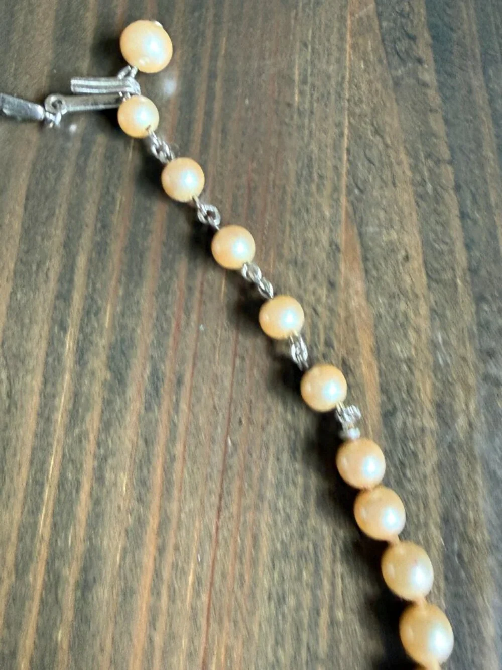 Vintage 1960s Trifari signed Faux pearl necklace Adjustable choker
